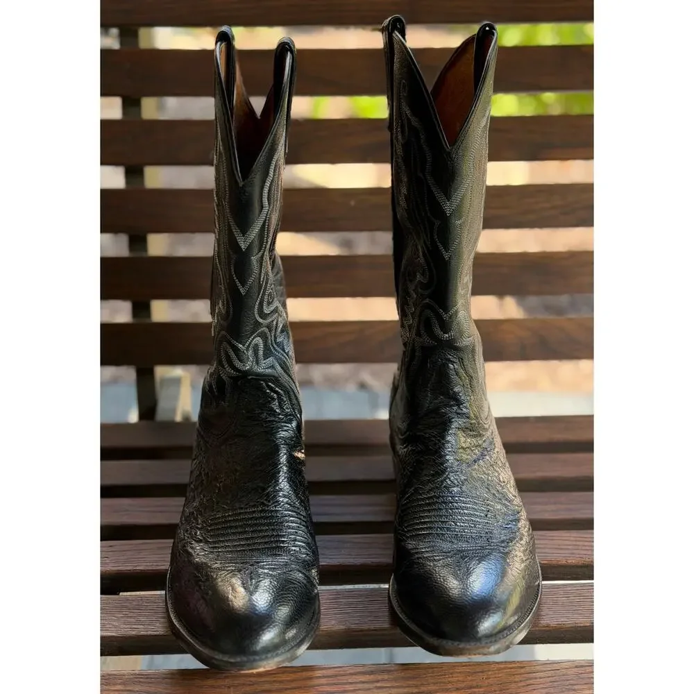Lucchese 1883 Men's Black Leather Boots Size 10 2E VGC